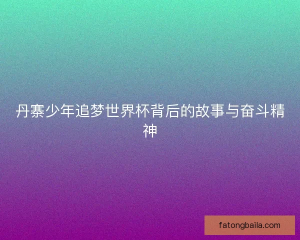 丹寨少年追梦世界杯背后的故事与奋斗精神